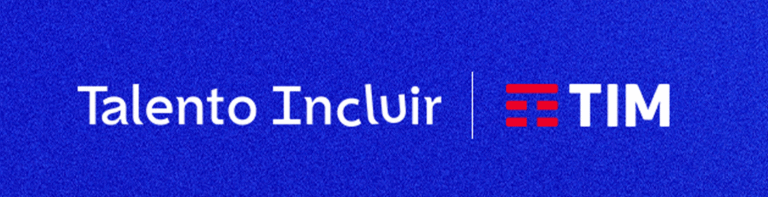 Fundo azul com logos Talento Incluir e Tim